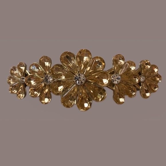 Sparkling Floral Crystal Barrette - Picture 3 of 6